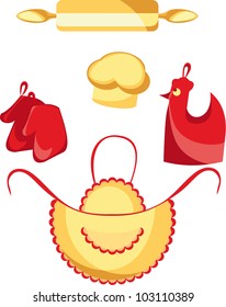 Clothing for the kitchen apron, hat, gloves, on a white background