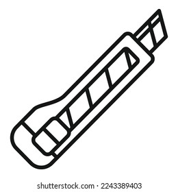 Vector de contorno de icono de la navaja de ropa. Prendas de coser. Máquina de reparación