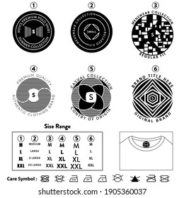 Clothing label inner print. Apparel back neck print design.