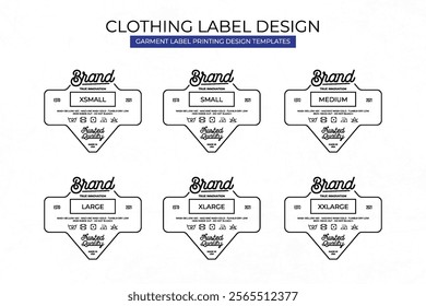 Clothing label tag printed neck label template design