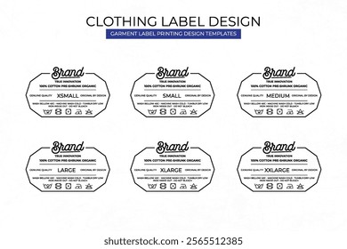Clothing label tag printed neck label template design