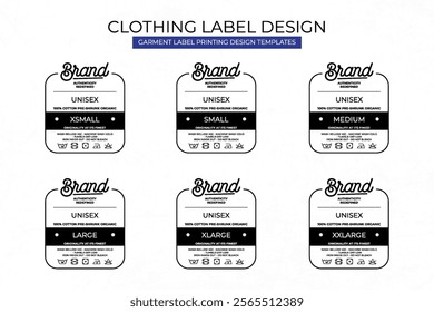 Clothing label tag printed neck label template design