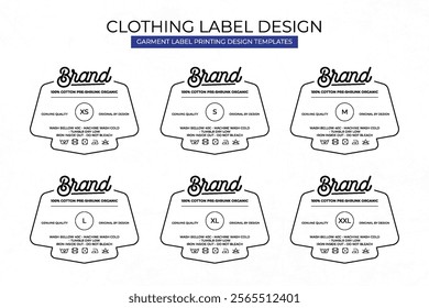 Clothing label tag printed neck label template design