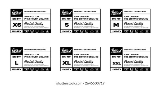 Clothing label tag template design printed garment template