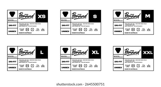 Clothing label tag template design printed garment template
