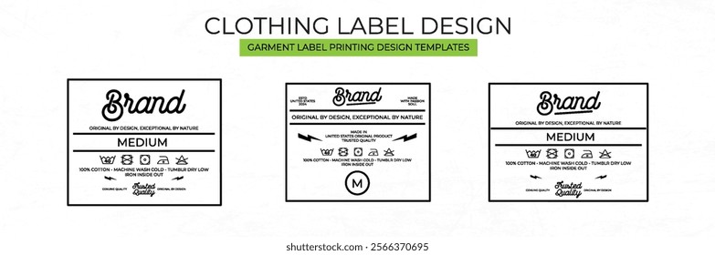 Clothing Label tag Templates Featuring Various style and Design