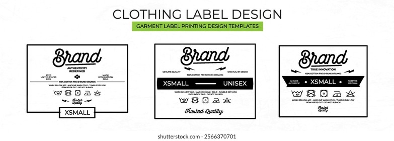 Clothing Label tag Templates Featuring Various style and Design