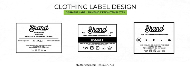 Clothing Label tag Templates Featuring Various style and Design