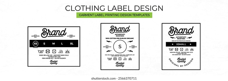 Clothing Label tag Templates Featuring Various style and Design