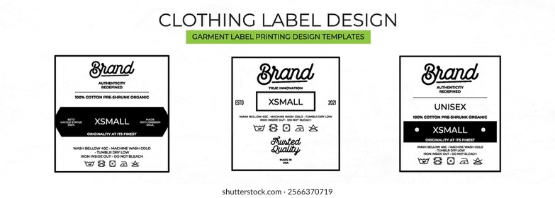 Clothing Label tag Templates Featuring Various style and Design