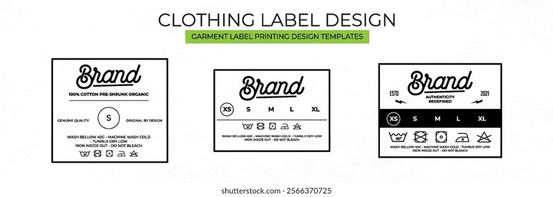 Clothing Label tag Templates Featuring Various style and Design