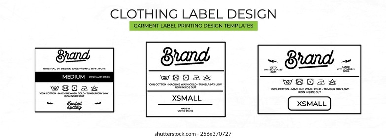 Clothing Label tag Templates Featuring Various style and Design