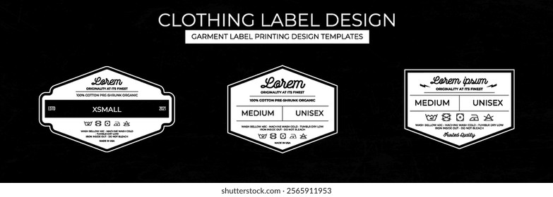 Clothing Label Templates Featuring Various Style and Design Instructions