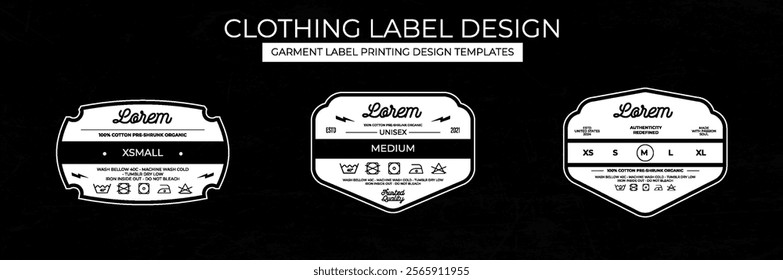 Clothing Label Templates Featuring Various Style and Design Instructions