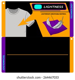 Clothing labels. Technological clothing materials. Advertising of clothing. Lightness.