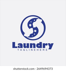 design de logotipo de lavanderia de roupas, logotipo de lavanderia moderna com roupas limpas lavar ilustração vetor design