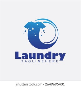 design de logotipo de lavanderia de roupas, logotipo de lavanderia moderna com roupas limpas lavar ilustração vetor design