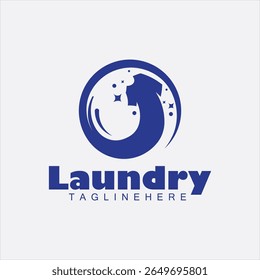 design de logotipo de lavanderia de roupas, logotipo de lavanderia moderna com roupas limpas lavar ilustração vetor design