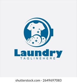 design de logotipo de lavanderia de roupas, logotipo de lavanderia moderna com roupas limpas lavar ilustração vetor design
