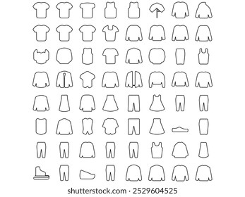 Clothing line icon set. simple otline sings for fashion application