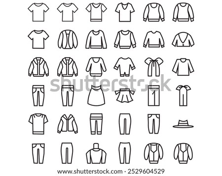 Clothing line icon set. simple otline sings for fashion application