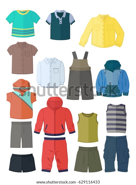 Clothing Little Boys Flat Design Isolated Stock Vector (Royalty Free ...