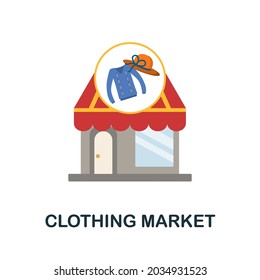 Clothing Market flat icon. Colored sign from small business collection. Creative Clothing Market icon illustration for web design, infographics and more
