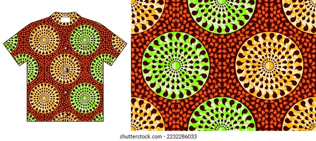 clothing mockup, abstract african pattern background, textile art, tribal abstract hand-draw, geometrics circle  shape image, summer fashion artwork for Fabric print, clothes, scarf, shawl