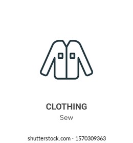 Clothing outline vector icon. Thin line black clothing icon, flat vector simple element illustration from editable sew concept isolated on white background