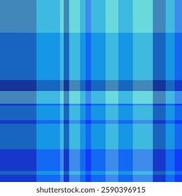 Clothing pattern background texture, everyday seamless tartan check. Punk plaid fabric textile vector in cyan and blue colors palette.