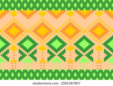 Clothing pattern, green and egg yellow tones.