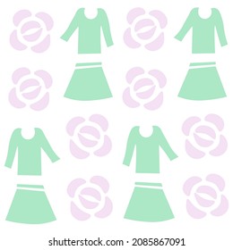 clothing pattern pink green vector seamless pattern illustration