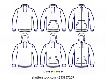 Clothing Pictograms, One Color Outline, Fleece Collection Basic, Pockets, Zipper