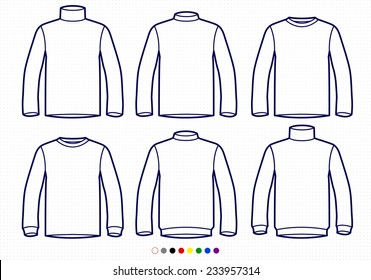 Clothing Pictograms, One Color Outline, Longsleeve Sweater Collection
