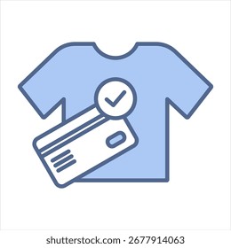 Ilustração de vetor de ícone azul de compra de roupas