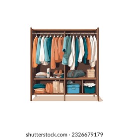 Clothing rack with different clothes. Vector illustration