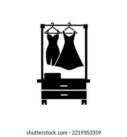 Clothing rail with hangers. Editable thin stroke clothes rack icon. flat style trend modern design vector illustration