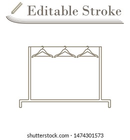 Clothing Rail With Hangers Icon. Editable Stroke Simple Design. Vector Illustration.