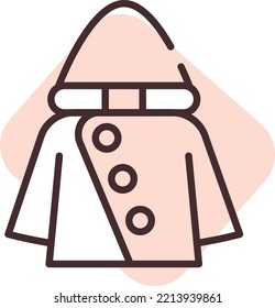 Clothing rain coat, illustration, vector on white background.