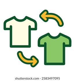 Clothing recycling symbol promoting sustainable fashion and waste reduction isolated vector illustration