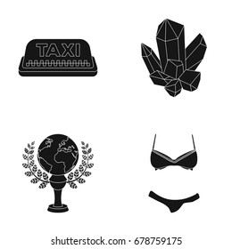 Clothing, service and or web icon in black style.film, Shakhta icons in set collection.