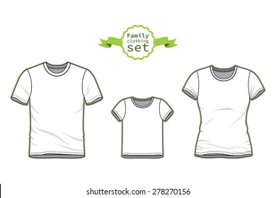 Clothing set. Blank templates of t-shirts. Casual style. Vector illustration for your fashion design.