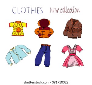 Clothing set, made in a fun cartoon style , suitable for web clothing store