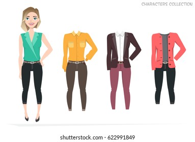 Clothing sets for female. Constructor character.