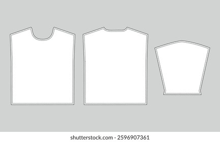 Clothing sewing pattern illustration front back and sleeve 