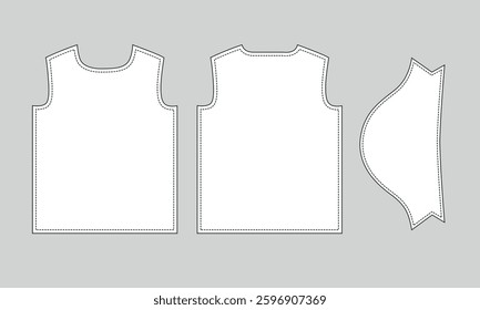 Clothing sewing pattern illustration front back and sleeve 