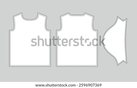 Clothing sewing pattern illustration front back and sleeve 