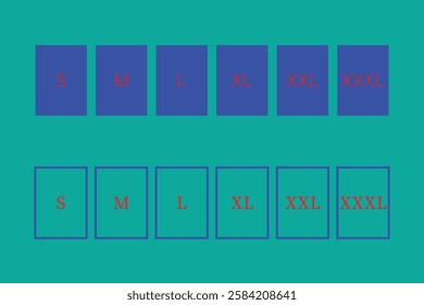 Clothing Size Chart Displaying S, M, L, XL, XXL, XXXL Sizes.