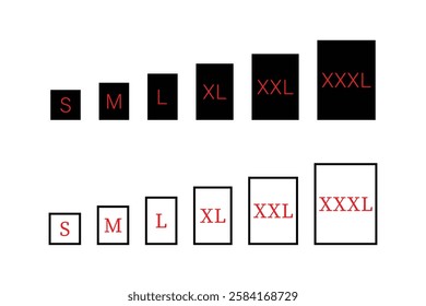 Clothing Size Chart Displaying Sizes S, M, L, XL, XXL, XXXL.