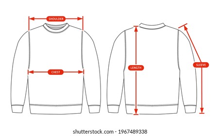 Clothing Size Chart Vector Illustration Sweat Stock Vector (Royalty ...